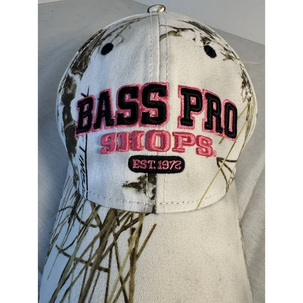 Bass Pro Shops White Pink Camo Women's Adjustable Hat Cap